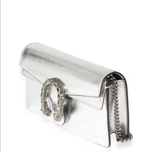 Gucci Silver Leather Super Mini Dionysus Bag